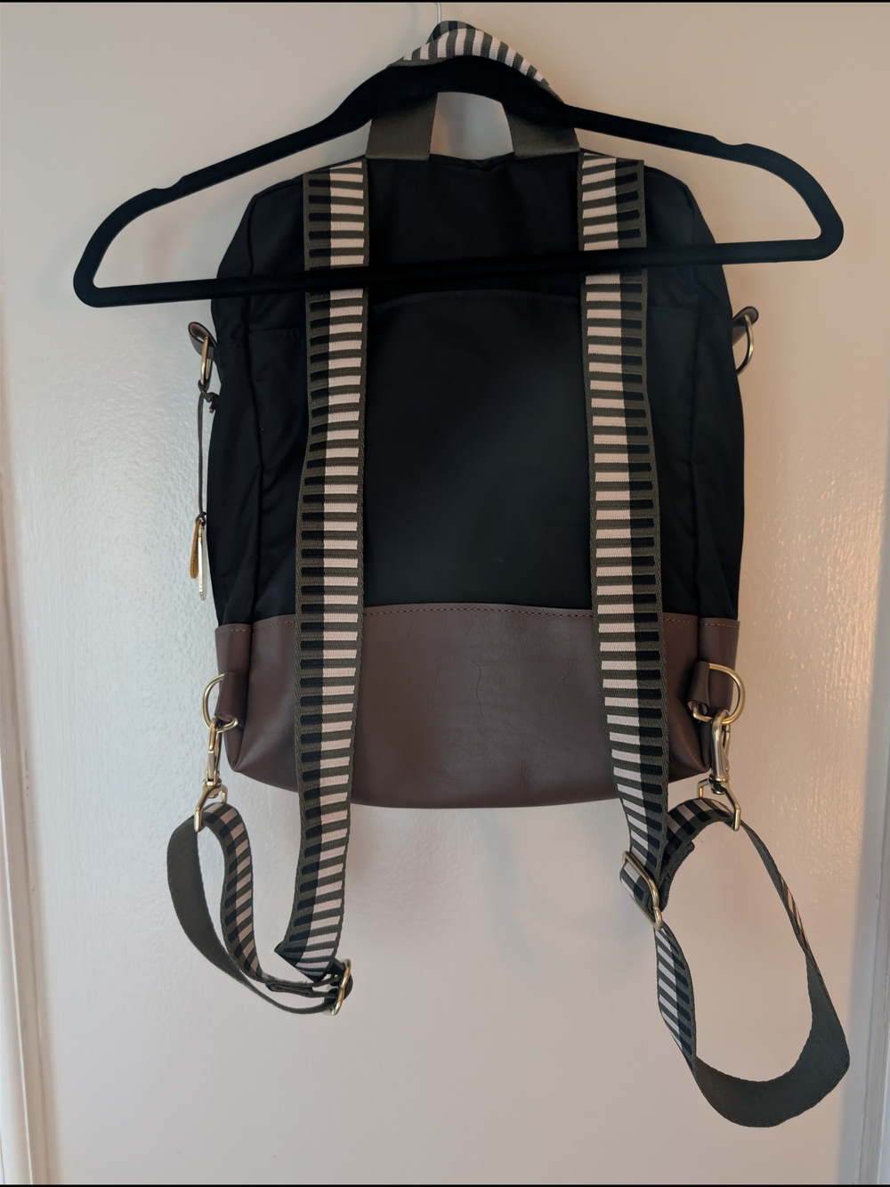 R. Riveter Black and Brown Everyday Convertible Backpack - Picture 3 of 6